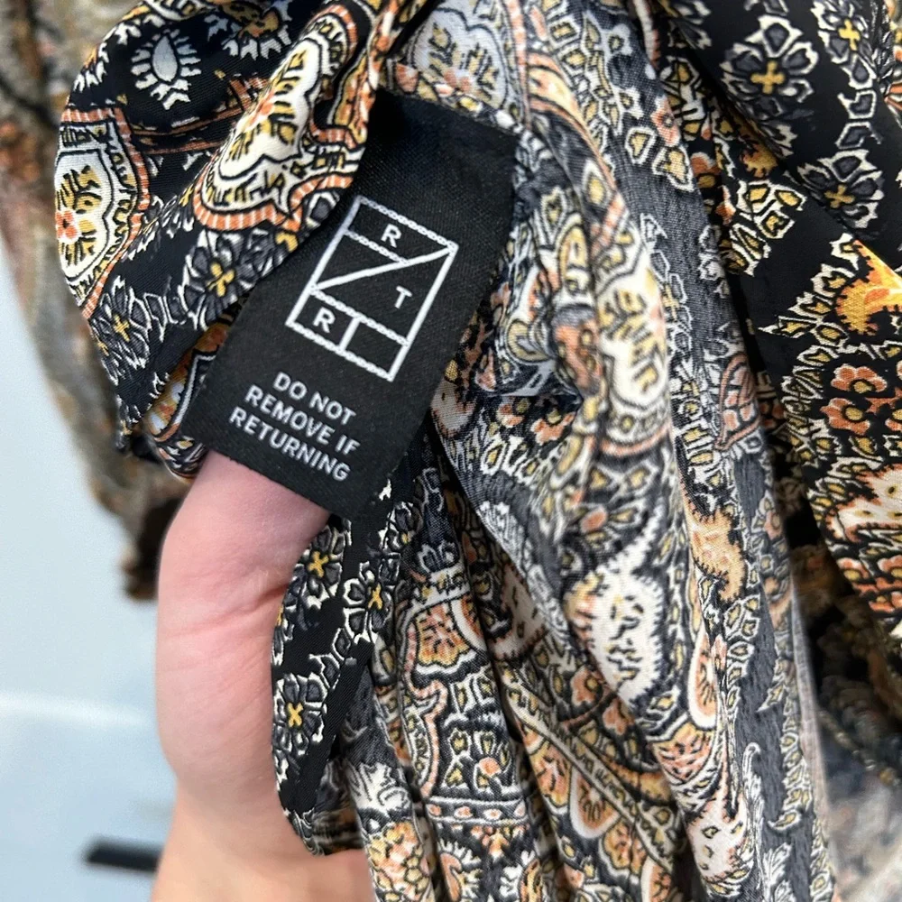 Bronx and Banco Asymmetrical Paisley Dress - Black and Gold - Picture 8 of 11